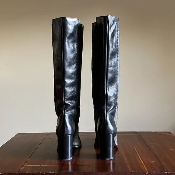 Almost NWT KUPURI - Black & Snakeskin Knee Boots - 39 EU / 9 US - Made in Spain - Picture 3 of 7